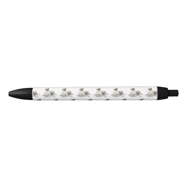 Pug Group Cartoon Black Ink Pen (Front)