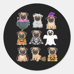 Pug Halloween Costume Spooky Ghost Pumpkin Pug Classic Round Sticker