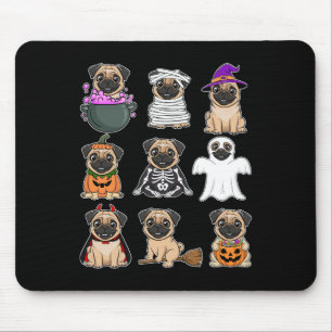Pug Halloween Costume Spooky Ghost Pumpkin Pug Hal Mouse Pad