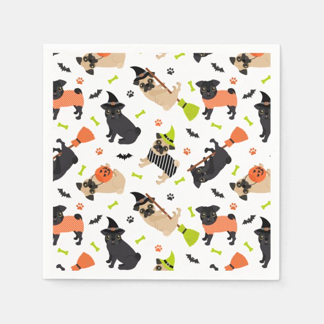 Pug Halloween Party Napkin (Front)