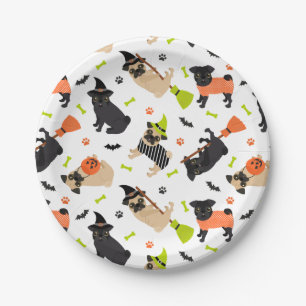 Pug Halloween Party Paper Plate