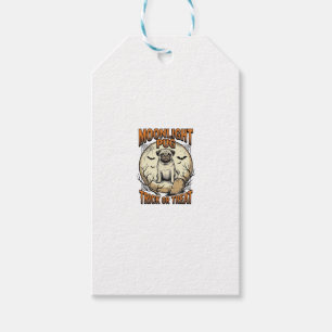 Pug Halloween Shirt with Vintage Engraving Moon_1 Gift Tags