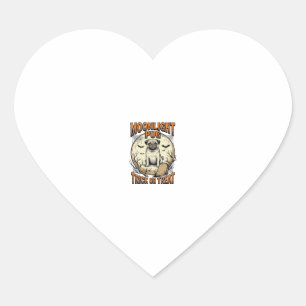 Pug Halloween Shirt with Vintage Engraving Moon_1 Heart Sticker