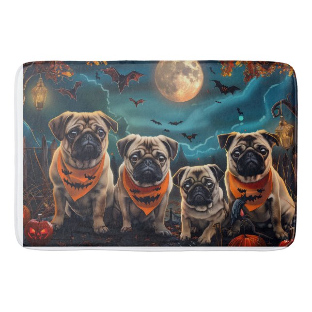 Pug Halloween Spooky  Bath Mat (Front)