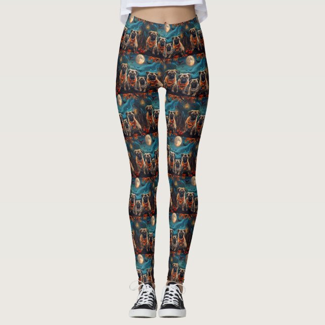Pug Halloween Spooky  Leggings (Front)