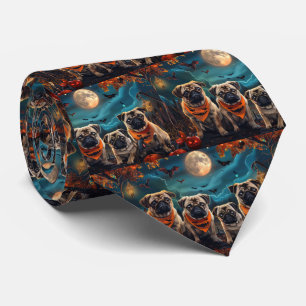 Pug Halloween Spooky Tie