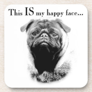 Pug Happy Face Coaster