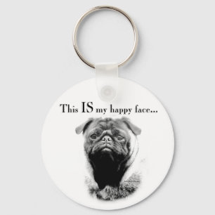 Pug Happy Face Keychain