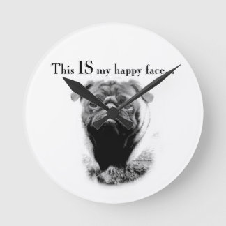 Pug Happy Face Round Clock