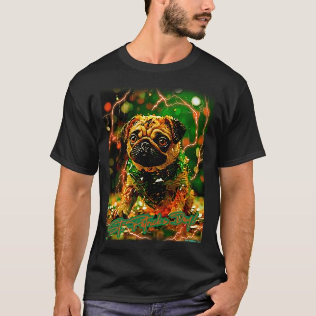 Pug HAPPY HOLIDAYS 152 ST. PATRICK DAY IRISH AMERI T-Shirt (Front)