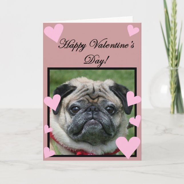 Pug Happy Valentine's Day Greeting card (Front)