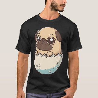 pug hatching from an egg, kawaii chibi puppy with  T-Shirt
