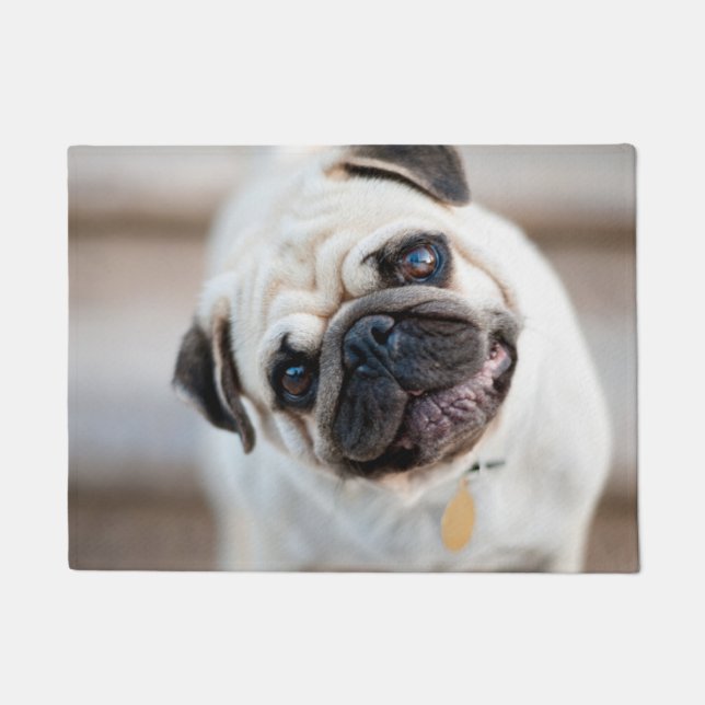 Pug Head Tilt Doormat (Front)