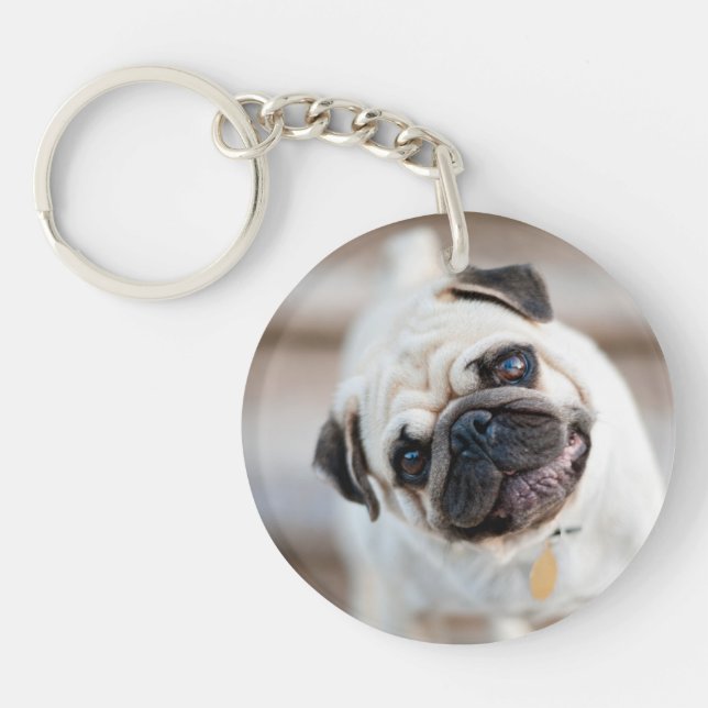 Pug Head Tilt Keychain (Front)