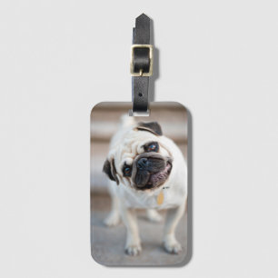 Pug Head Tilt Luggage Tag