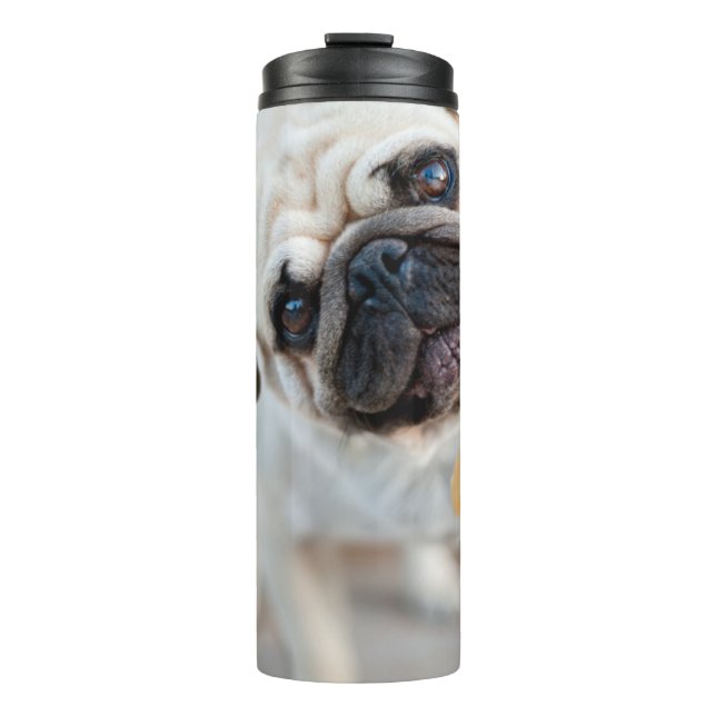 Pug Head Tilt Thermal Tumbler (Front)