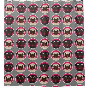 Pug Heads Fawn and Black Pug Pattern