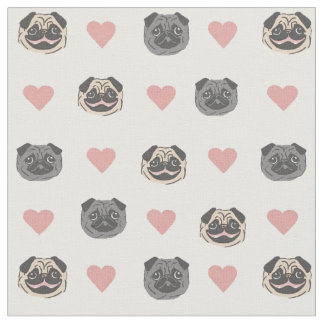 pug heart fabric