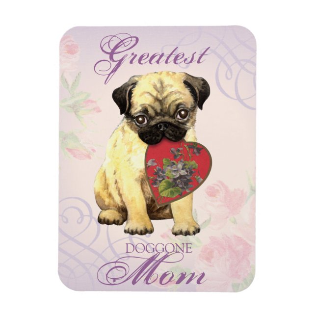 Pug Heart Mom Magnet (Vertical)