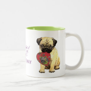Pug Heart Mom Two-Tone Coffee Mug