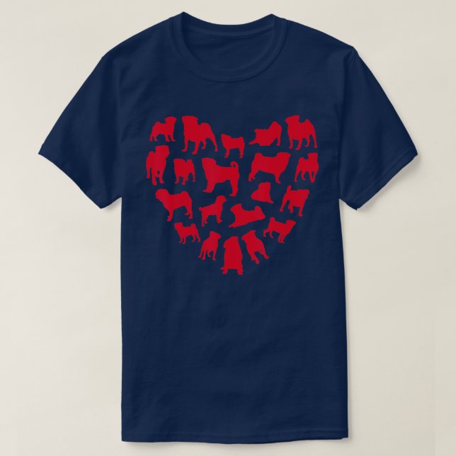 Pug Heart Valentines Day Men Women Kids Dog Lover T-Shirt (Design Front)