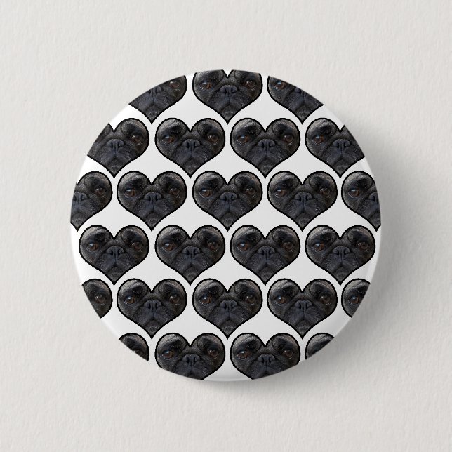 Pug Hearts 2 Inch Round Button (Front)