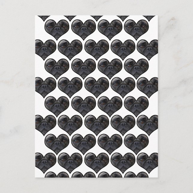 Pug Hearts Postcard (Front)