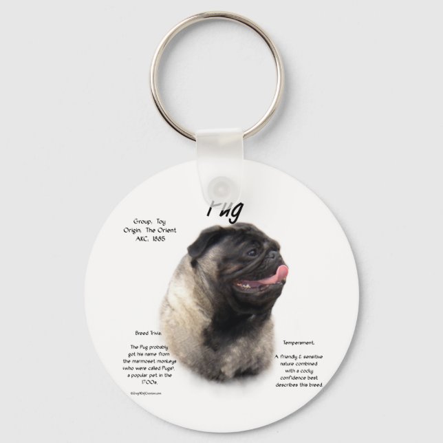 Pug History Design Keychain (Front)
