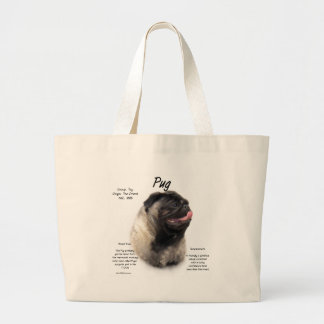 Pug History Design Large Tote Bag