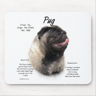 Pug History Design Mouse Pad