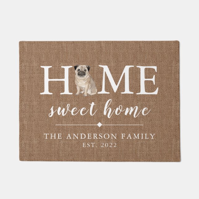 Pug Home Sweet Home Doormat (Front)