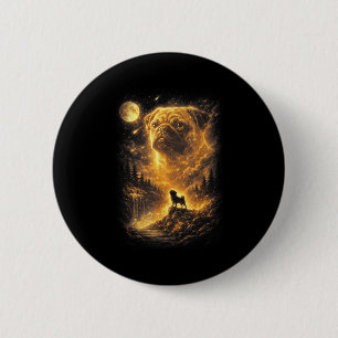 Pug howling moon vintage 90s dog meme dog lover  2 inch round button