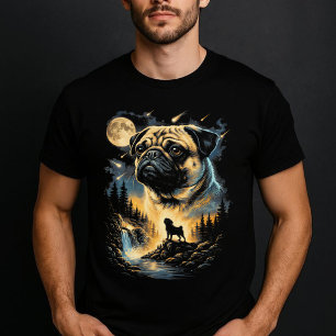 Pug Howling To The Moon Vintage 90S  T-Shirt
