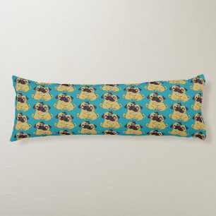 Pug hug Blue, Body Pillow