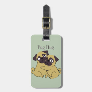 Pug hug luggage tag