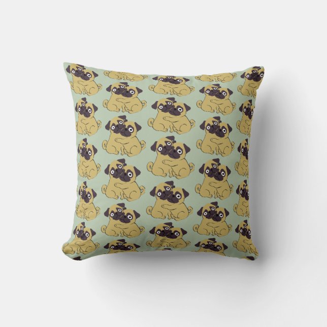 Pug hug  throw pillow (Front)