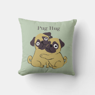 Pug hug  throw pillow