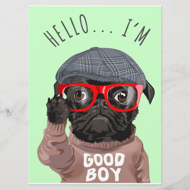 Pug I Am A Good Boy, Pug Lover Gift, Funny Pug Menu (Front)