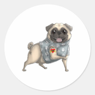Pug I Love Mom Tattoo Dog Shirt Funny Mothers Day  Classic Round Sticker