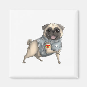 Pug I Love Mom Tattoo Dog Shirt Funny Mothers Day Magnet