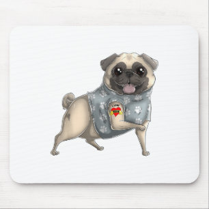 Pug I Love Mom Tattoo Dog Shirt Funny Mothers Day Mouse Pad