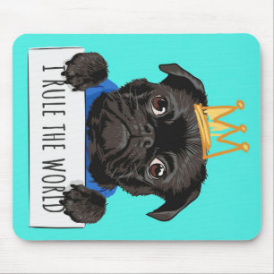 Pug I Rule The World Gift, Funny Pug Lover Gift Mouse Pad