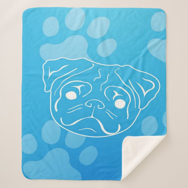 Pug Illustration Blanket (Front)