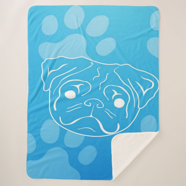 Pug Illustration Blanket (Front)