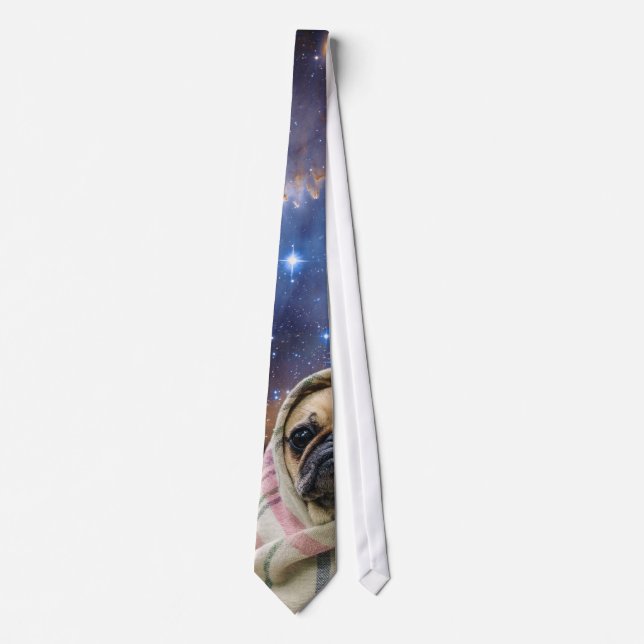 Pug in a Blanket Outer Space Tie (Front)