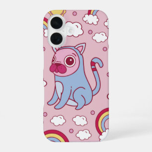 Pug in a Cat Suit Rainbow Daydreams iPhone 16 Case