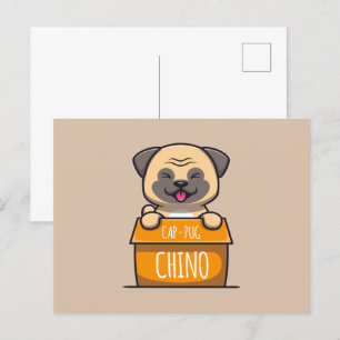 Pug in a Cup – Cap-Pug-Chino Postcard