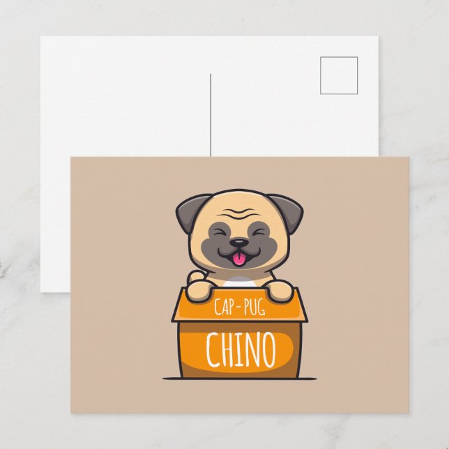 Pug in a Cup – Cap-Pug-Chino  Postcard (Front/Back)