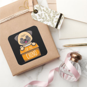 Pug in a Cup – Cap-Pug-Chino  Square Sticker