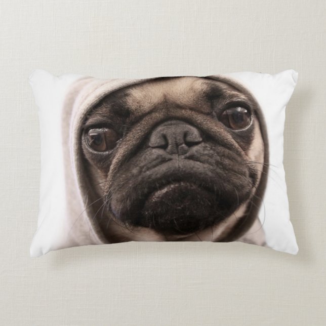 Pug In A Hoodie Accent Pillow (Front)
